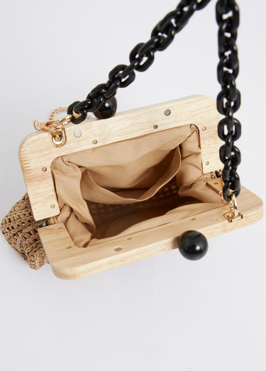 Sac à main tressé, forme porte monnaie Chocolat
