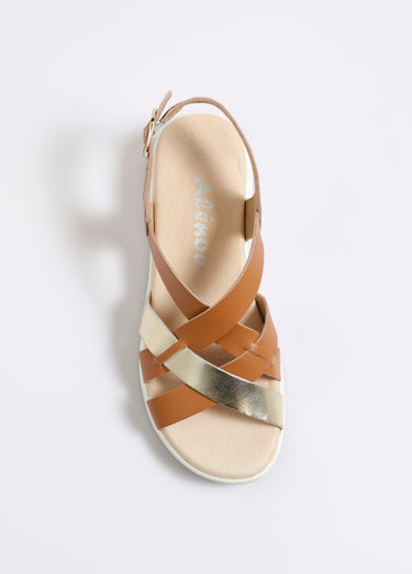 Sandales multibrides compensées Camel
