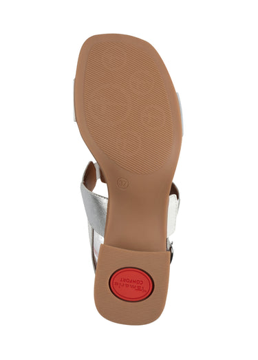 Sandales en cuir élastiquées à talon Gris