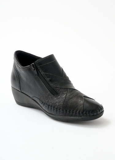 Boots largeur confort zippés cuir Noir