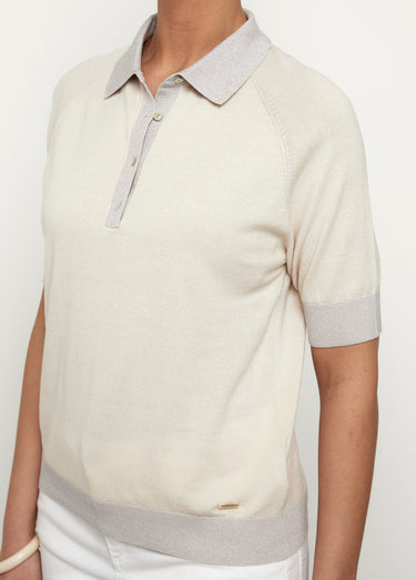 Polo en maille avec détails fil brillant Beige