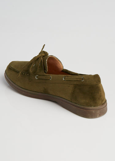 Mocassins suédine à lacets style bateaux Kaki