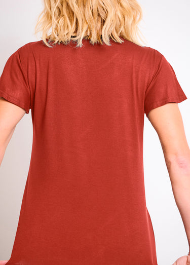 T-shirt manches courtes dentelle Terracotta