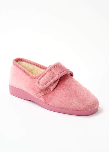 Chaussons largeur confort fourrés pure laine Rose Indien
