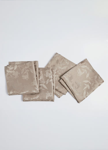 Nappe jacquard damassé végétal Calitex Taupe