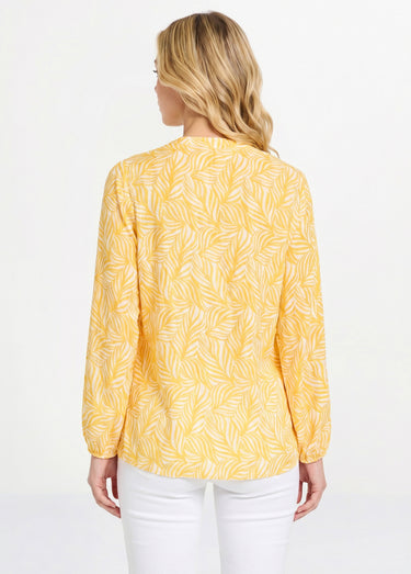 Tunique boutonnée longue manches 3/4 Jaune/Blanc