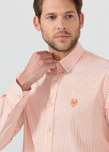 Chemise rayée manches longues col boutonné Orange Raye