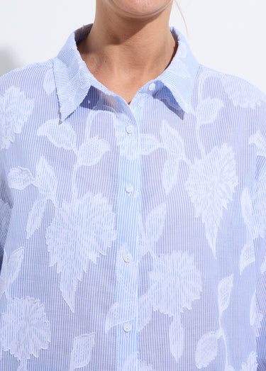 Chemisier long en coton rayé Bleu / Blanc