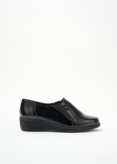 Mocassins souples élastiqués largeur confort Vernis Noir