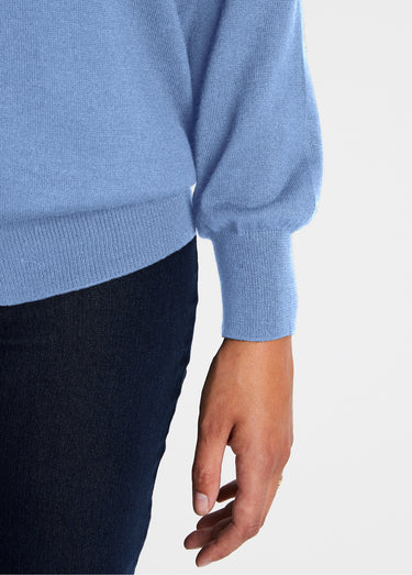 Gilet boutonné col V avec laine mérinos Bleu Nuage