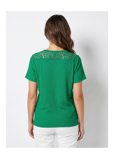 T-shirt court dentelle Vert