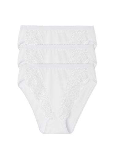Culotte échancrée dentelle - lot de 3 Blanc Lot3