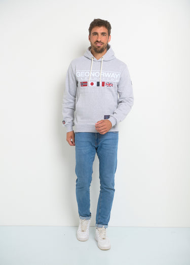 Sweat à capuche drapeaux poche kangourou Gris Melange