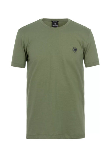 T-shirt col rond essentiel, logo poitrine Kaki