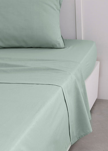 Drap plat coton uni Celadon