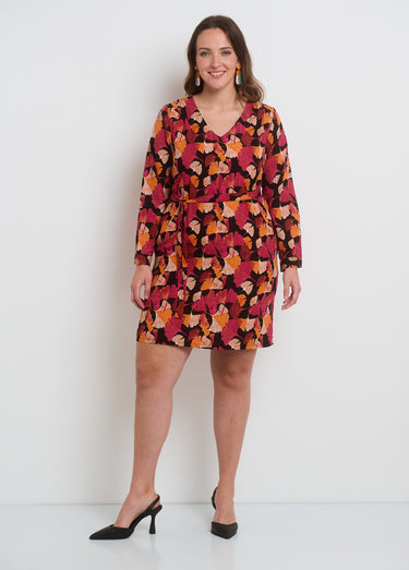 Robe imprimé avec manches retroussables Noir Imprime