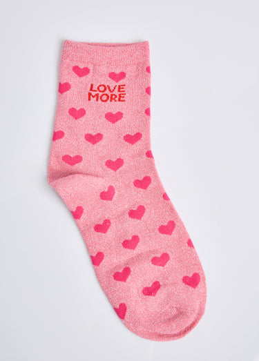 Chaussettes pailletées à message Rose
