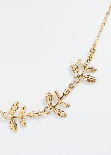 Collier feuilles acier inoxydable doré Dore