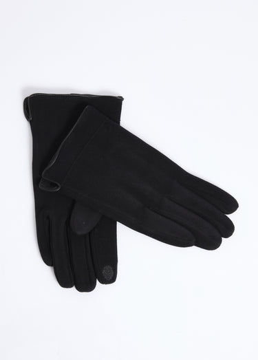 Gants en suédine, bord simili cuir Noir