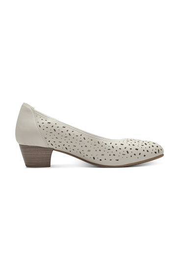 Escarpins ajourés bout rond à talon Beige