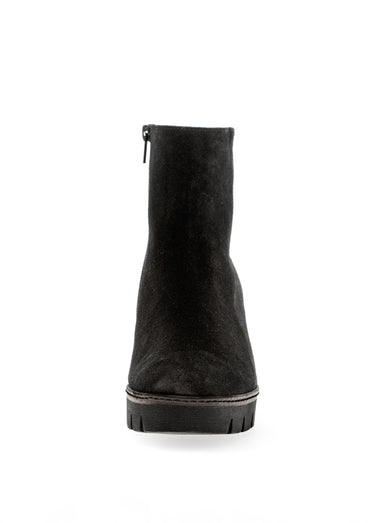 Boots en cuir aspect daim, compensées Noir