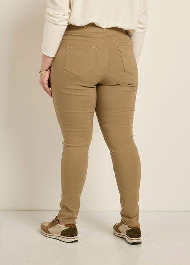 Pantalon extensible taille élastiquée Beige