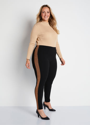 Legging taille élastiquée côtés brillants Noir