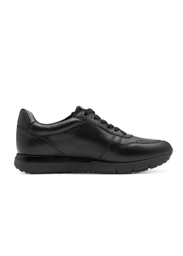 Baskets chic en cuir, lacets et zip Noir