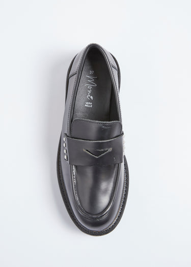 Mocassins cuir avec semelle épaisse crantée Noir