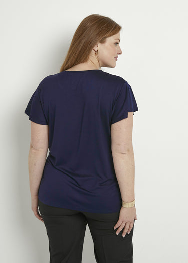 T-shirt manches courtes dentelle Marine