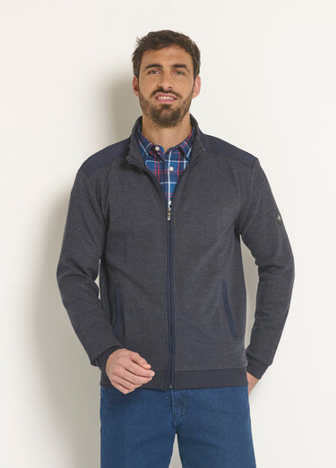 Gilet zippé chiné col montant Bleu