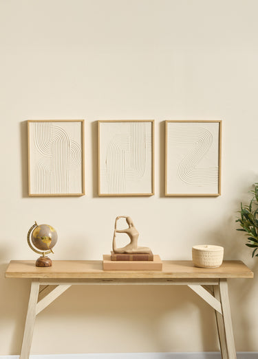 Toile 3D graphique avec cadre façon bois Blanc