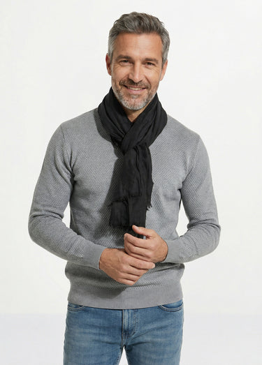 Foulard type chèche avec petites franges Noir