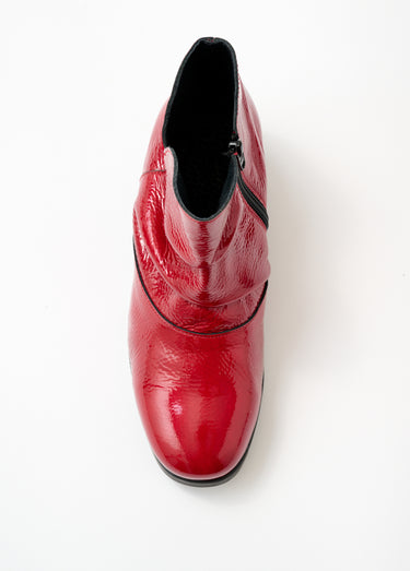 Boots zippées cuir vernis Rubis