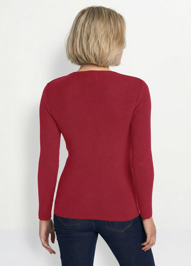 Pull chaud col rond laine mérinos Framboise
