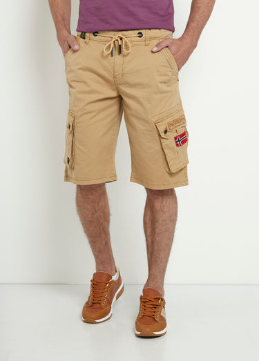 Bermuda long à poches et lien à nouer Beige