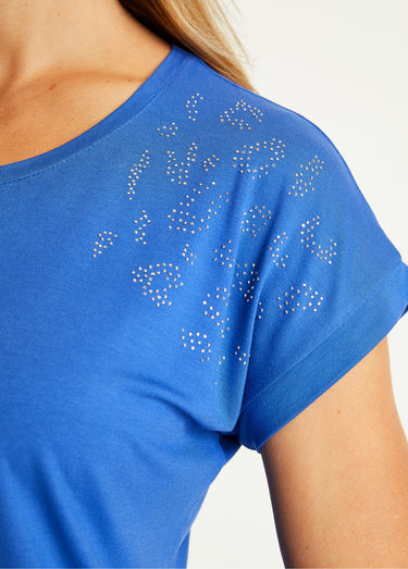 T-shirt long manches courtes uni Bleu
