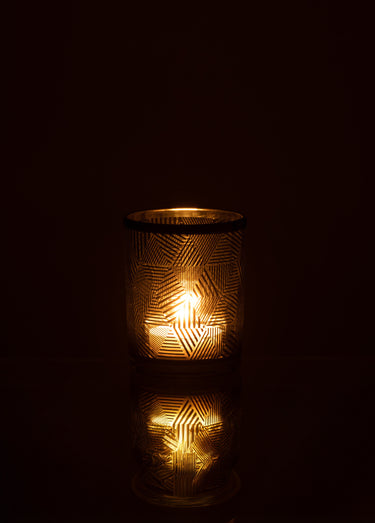 Photophore verre motifs géométriques Noir