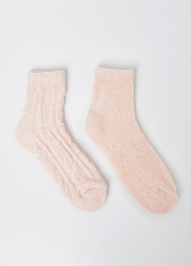 Lot de 2 Chaussettes douces, maille chenille Rose