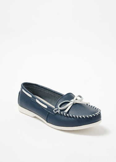 Mocassin bicolore en cuir esprit bateau Marine