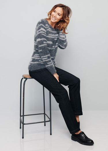 Pull maille douce effet poilu Gris Argent