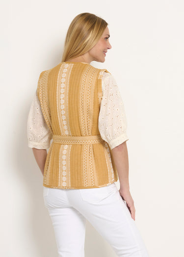 Veste matelassée sans manches détails strass Jaune