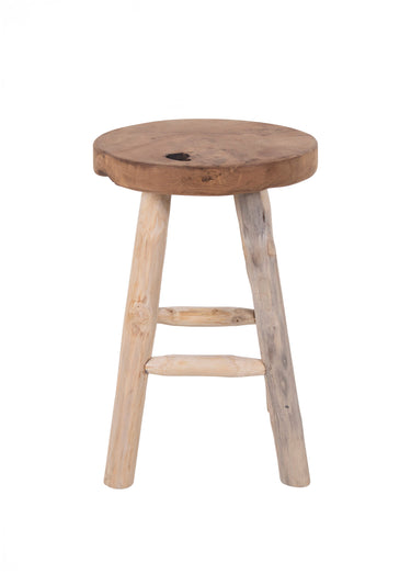 Tabouret en bois, aspect brut rustique Naturel