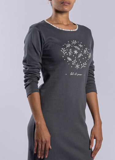 Chemise de nuit manches longues motif Anthracite