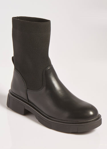 Bottines montantes style chaussettes Noir
