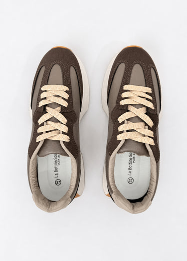 Baskets style joggers multi empiècements Marron