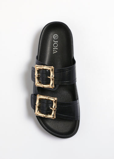 Mules avec boucles métallisées fantaisie Noir