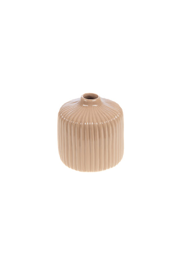 Petit vase déco en céramique striée Beige