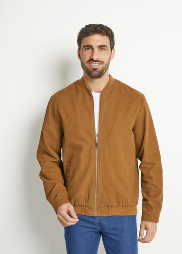 Blouson zippé type teddy Cognac