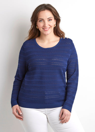 Pull doux col rond manches longues Marine